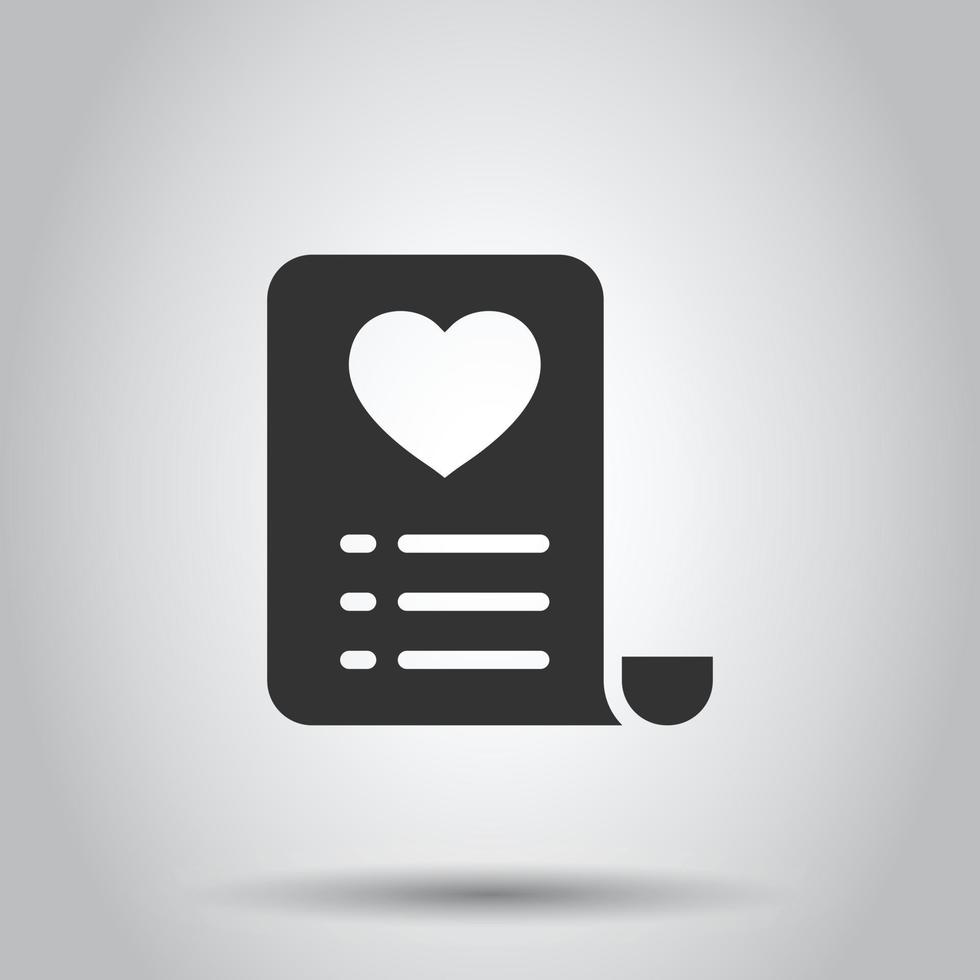 Wishlist icon in flat style. Like document vector illustration on white isolated background. Favorite list business concept.