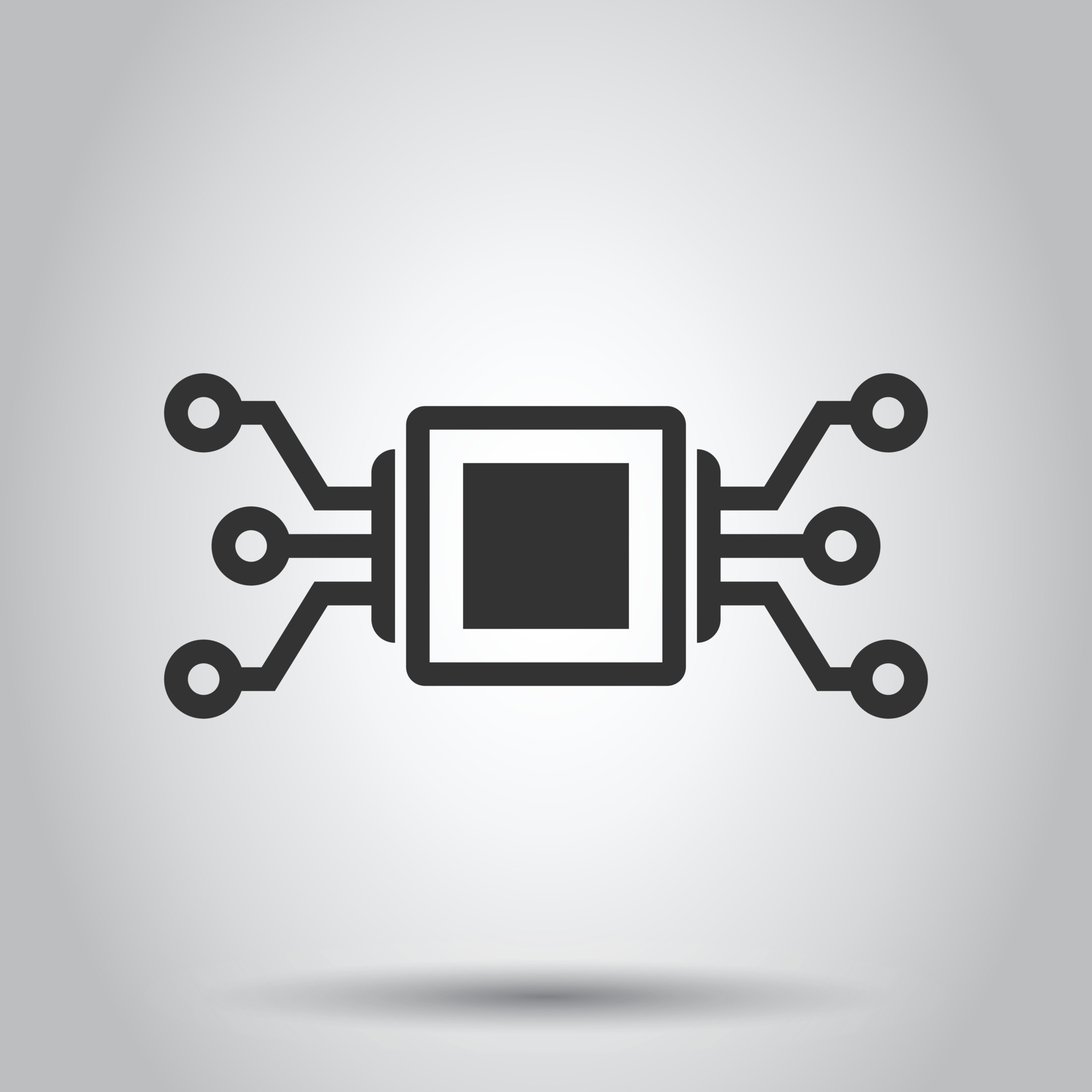 Computer chip icon in flat style. Circuit board vector illustration on ...