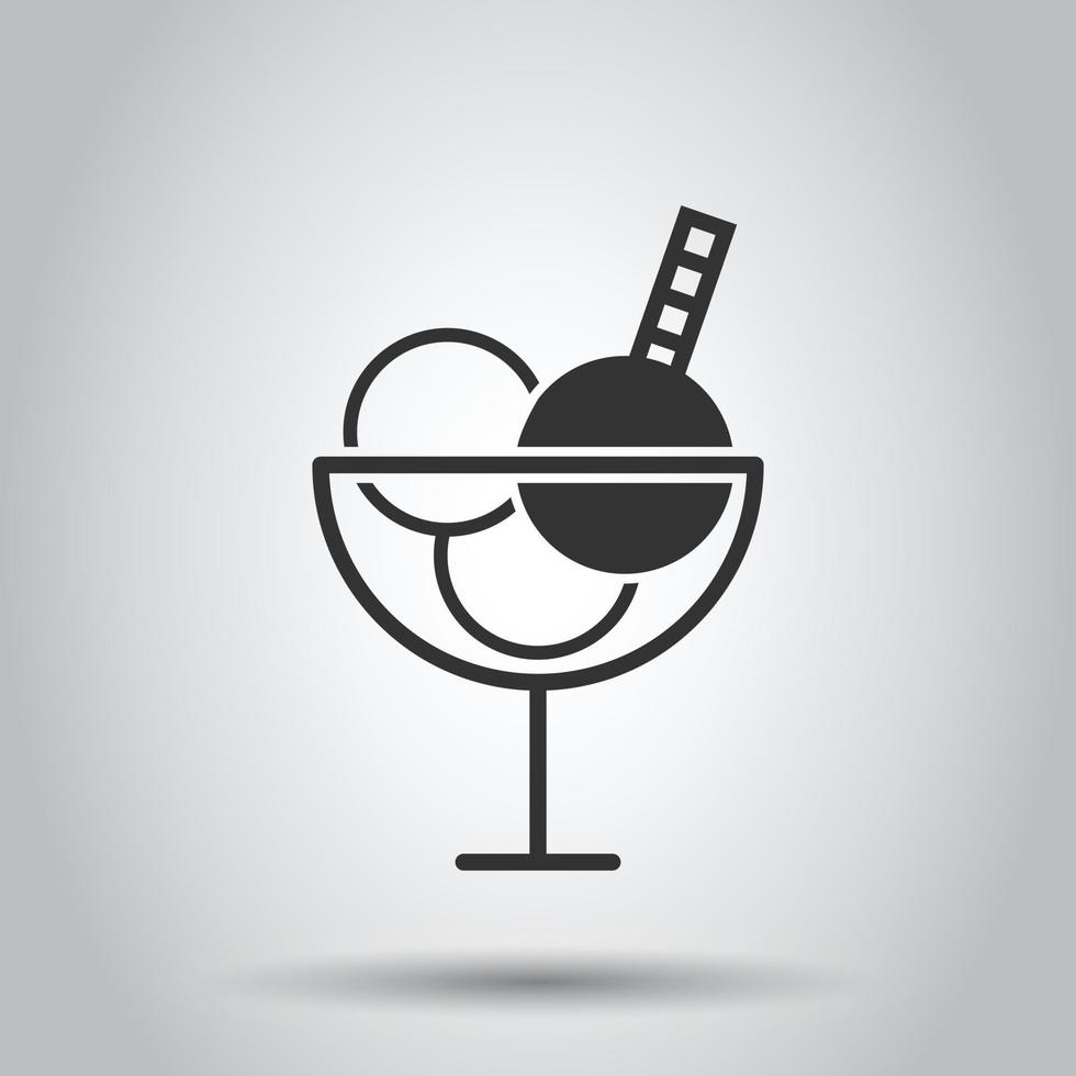 icono de helado en estilo plano. Ilustración de vector de helado sobre fondo blanco aislado. concepto de negocio de postre sorbete.