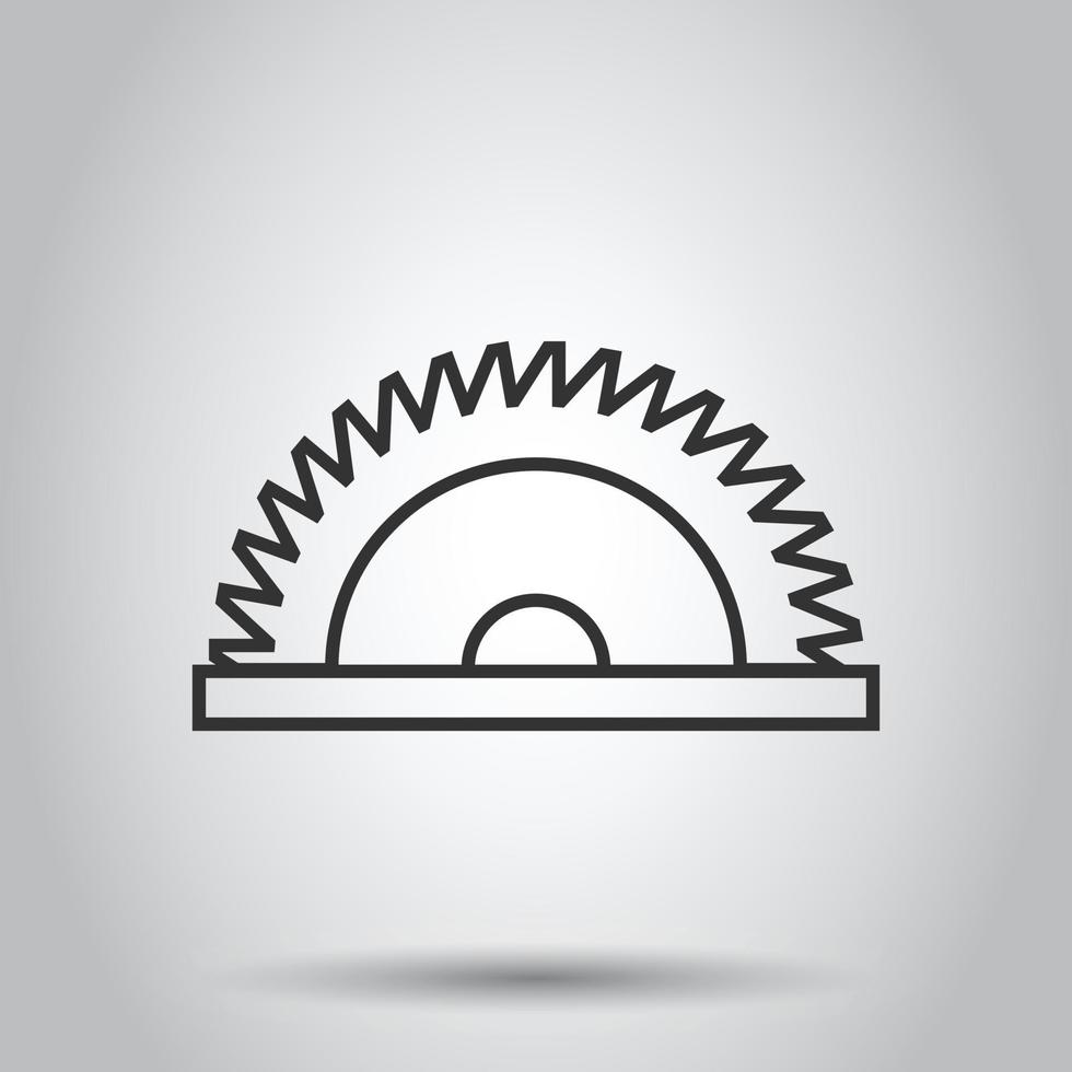 Saw blade icon in flat style. Circular machine vector illustration on white isolated background. Rotary disc business concept.