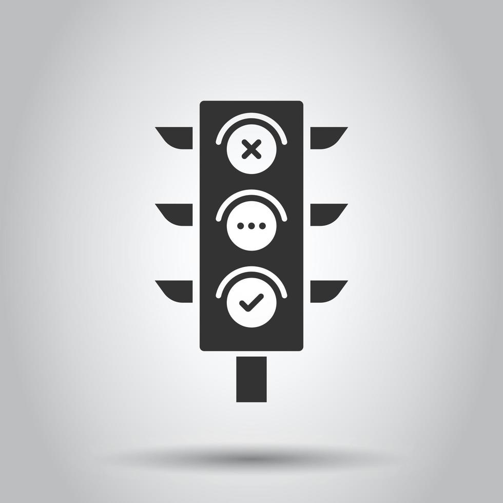 Semaphore icon in flat style. Traffic light vector illustration on white isolated background. Crossroads business concept.