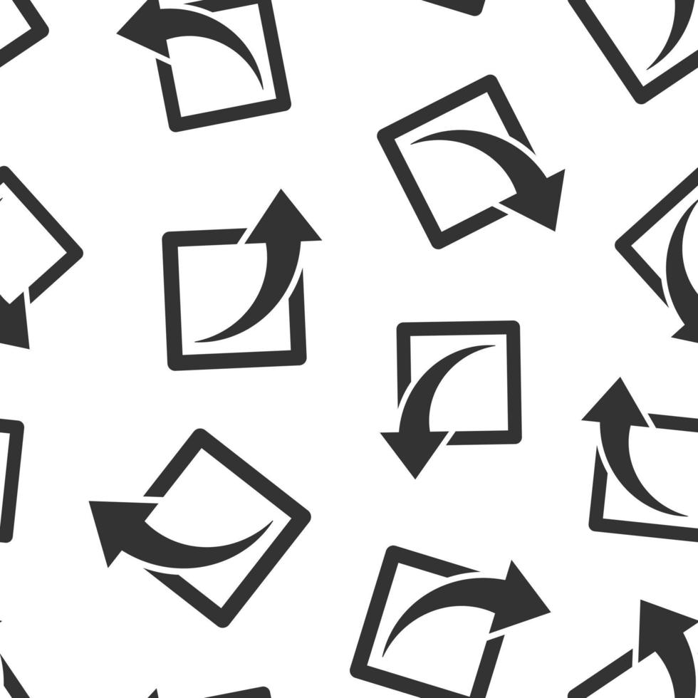 Share button icon in flat style. Arrow sign vector illustration on white isolated background. Send file seamless pattern business concept.