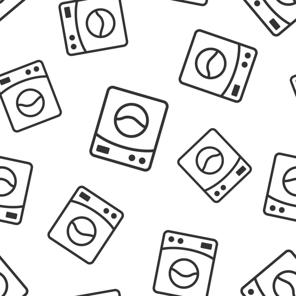 Washing machine icon in flat style. Washer vector illustration on white isolated background. Laundry seamless pattern business concept.