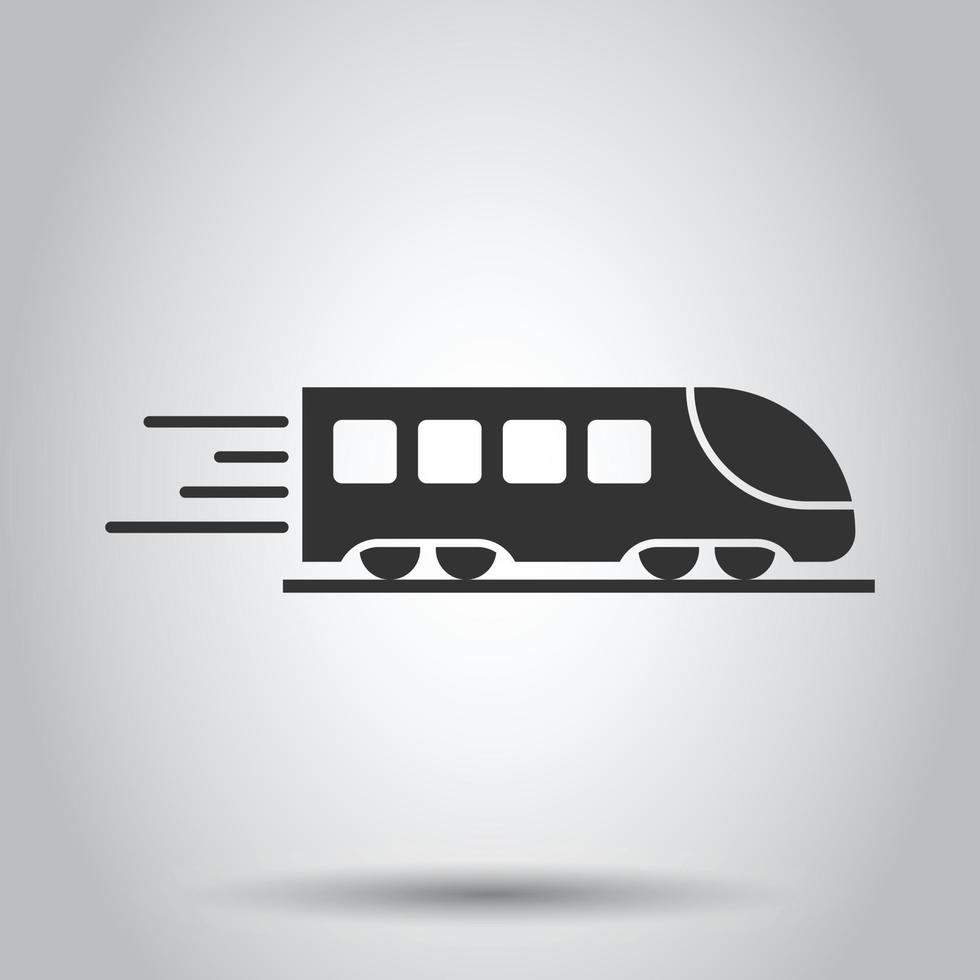 Metro icon in flat style. Train subway vector illustration on white isolated background. Railroad cargo business concept.