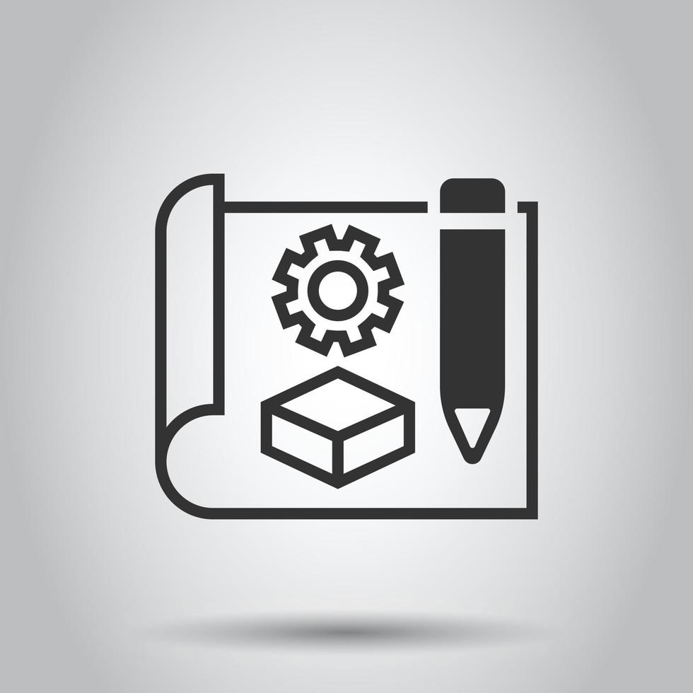 Prototype icon in flat style. Startup vector illustration on white isolated background. Model development business concept.