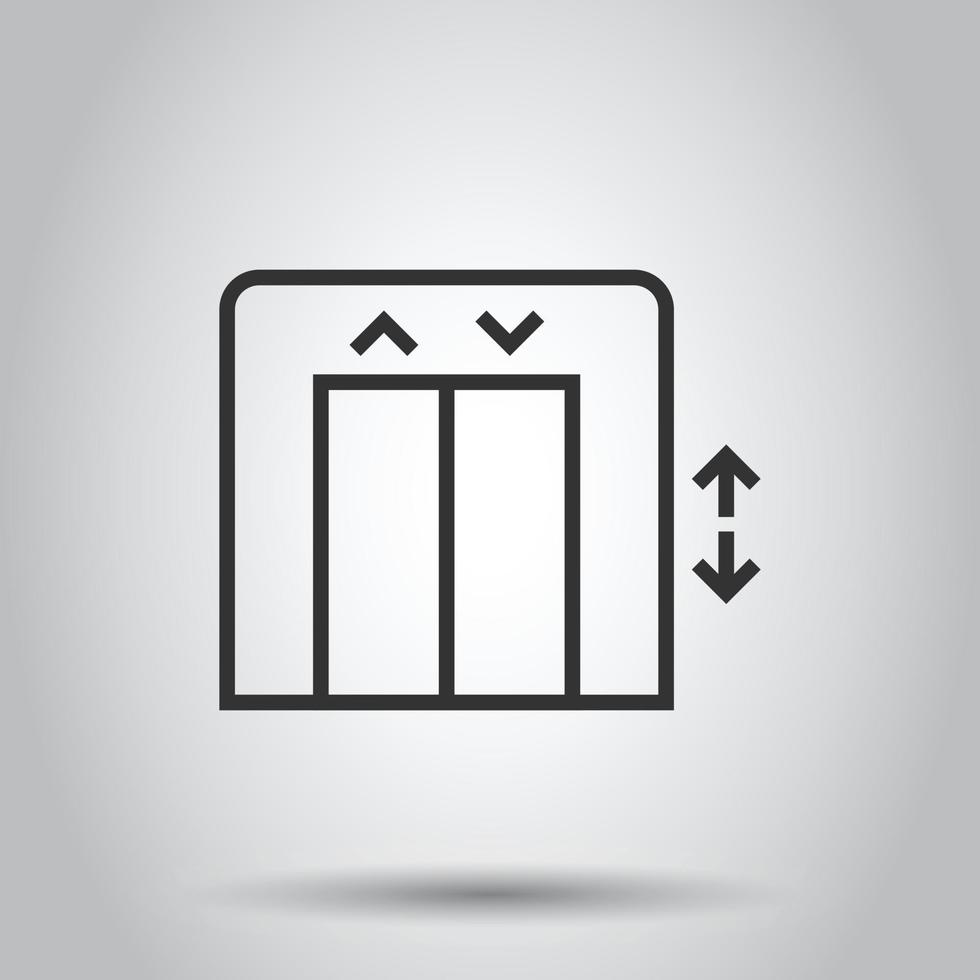 Elevator icon in flat style. Lift vector illustration on white isolated background. Passenger transportation business concept.