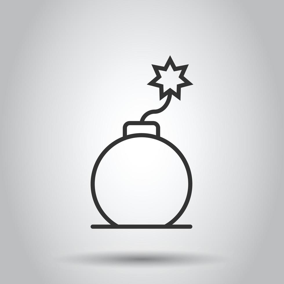 Bomb icon in flat style. Dynamite vector illustration on white isolated background. C4 tnt business concept.