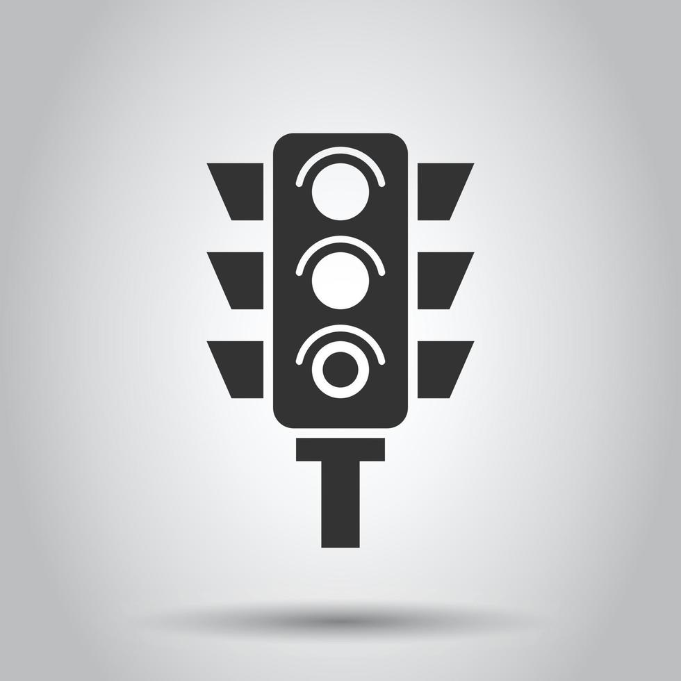 Semaphore icon in flat style. Traffic light vector illustration on white isolated background. Crossroads business concept.