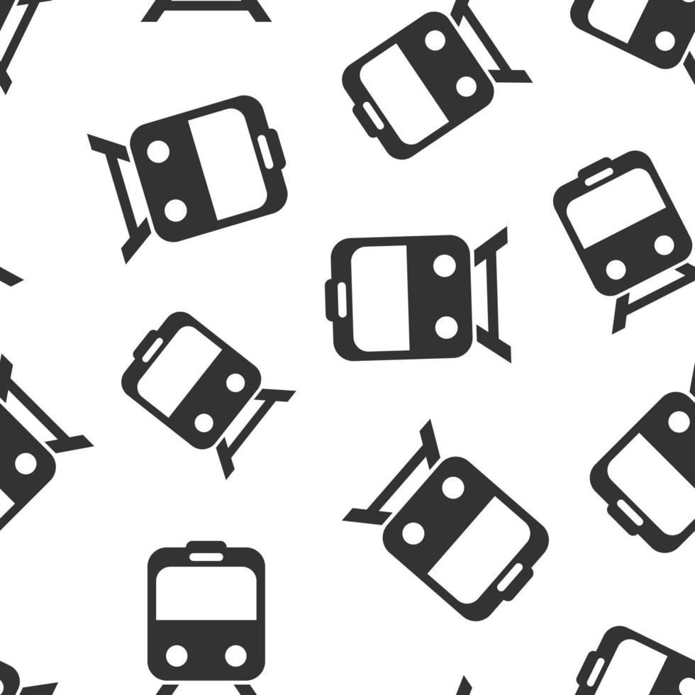 Metro icon in flat style. Train subway vector illustration on white isolated background. Railroad cargo seamless pattern business concept.