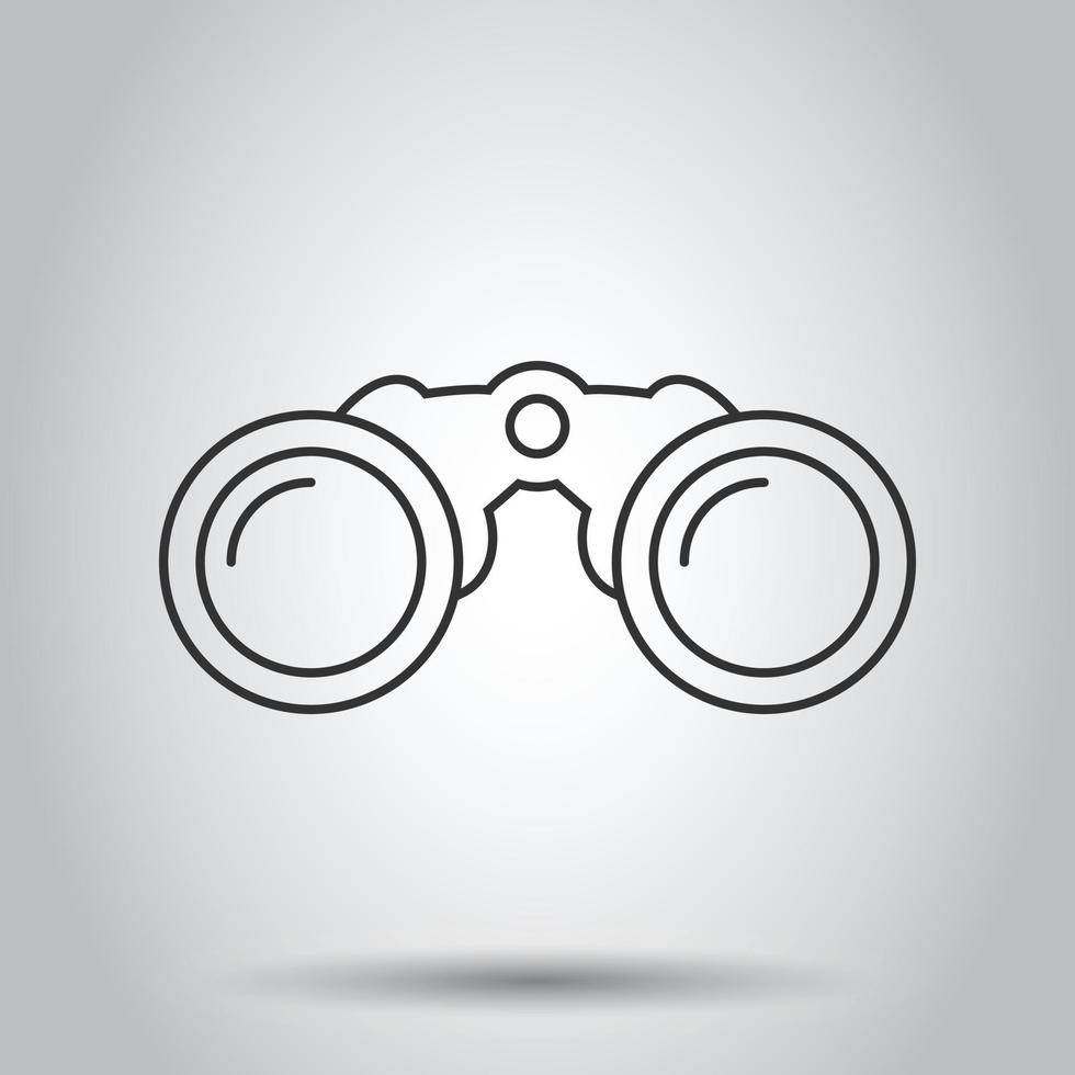 Binocular icon in flat style. Search vector illustration on white isolated background. Zoom business concept.