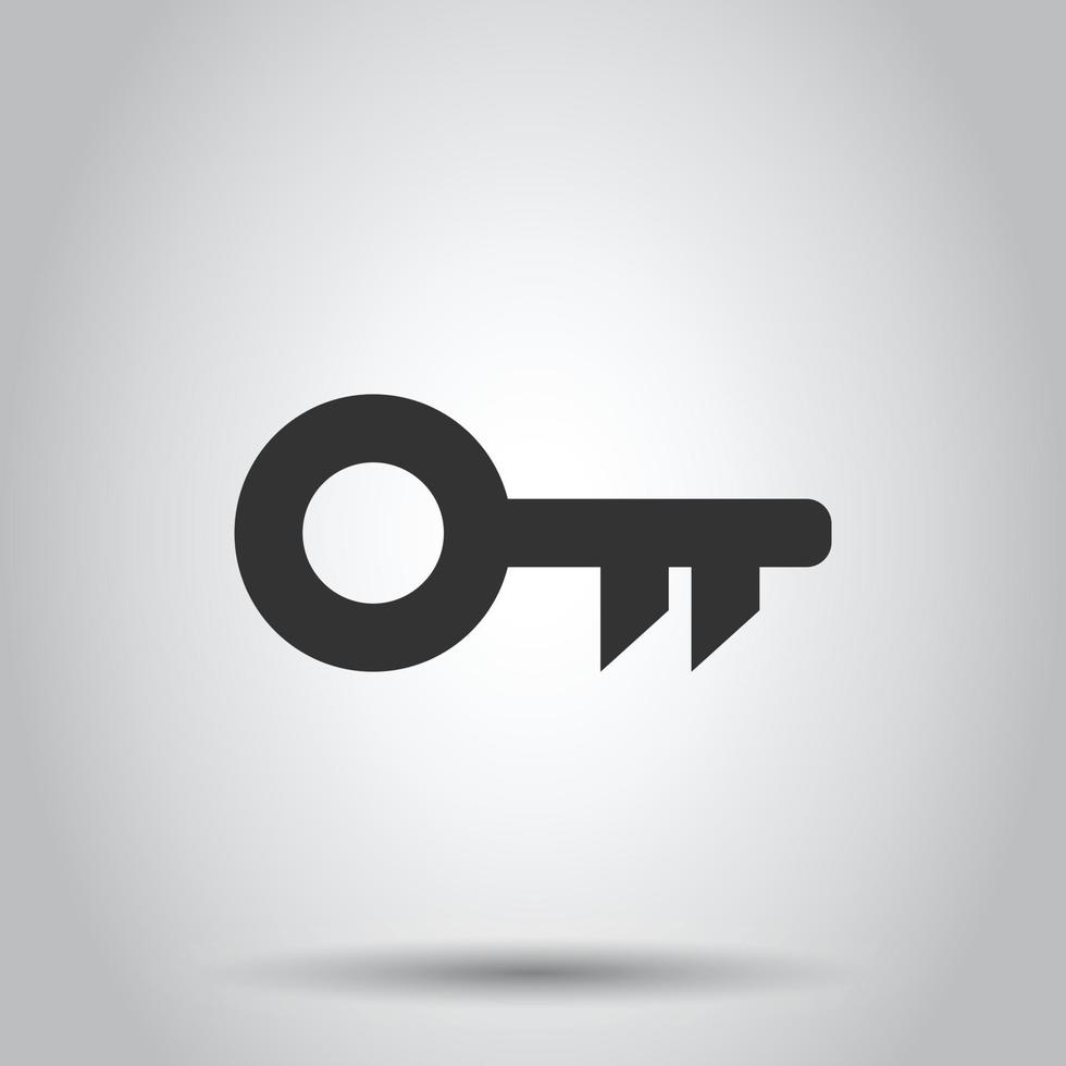 Key icon in flat style. Password vector illustration on white isolated background. Access business concept.