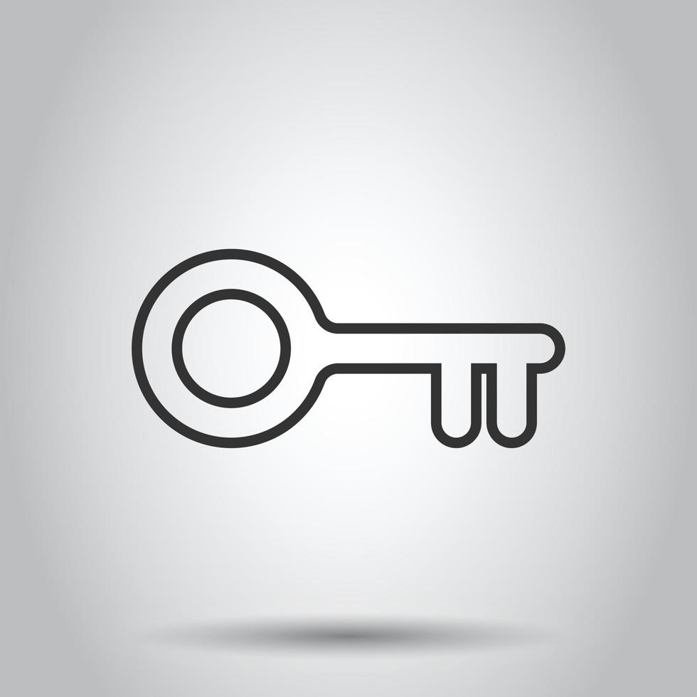 Key icon in flat style. Password vector illustration on white isolated background. Access business concept.