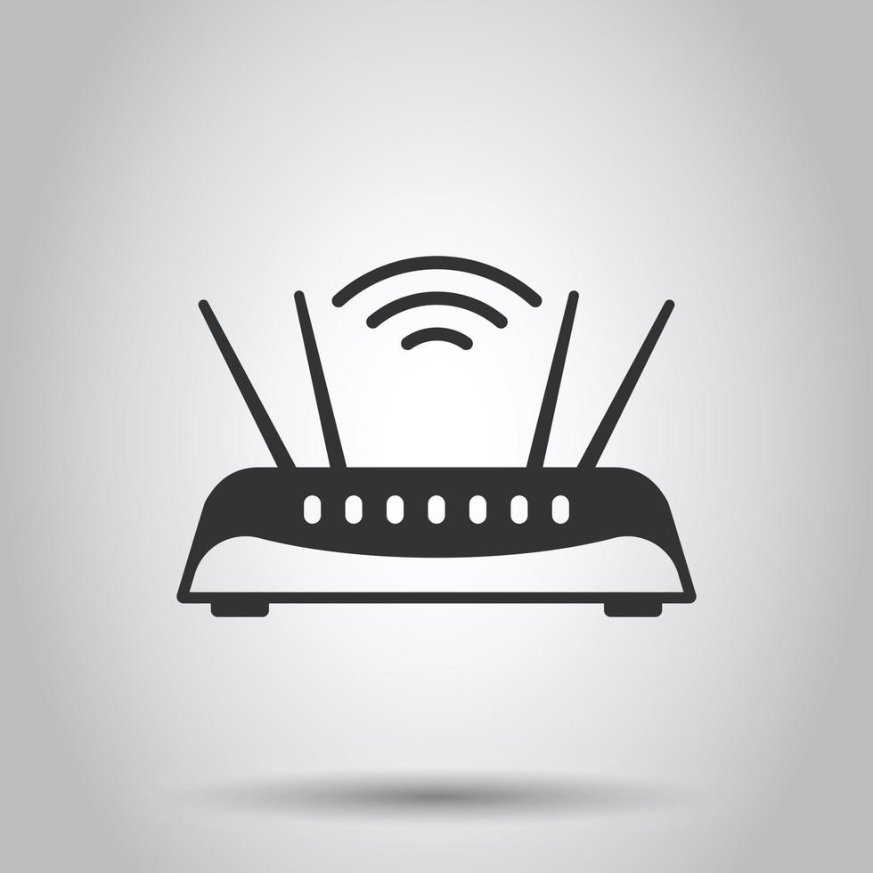 Wifi router icon in flat style. Broadband vector illustration on white isolated background. Internet connection business concept.