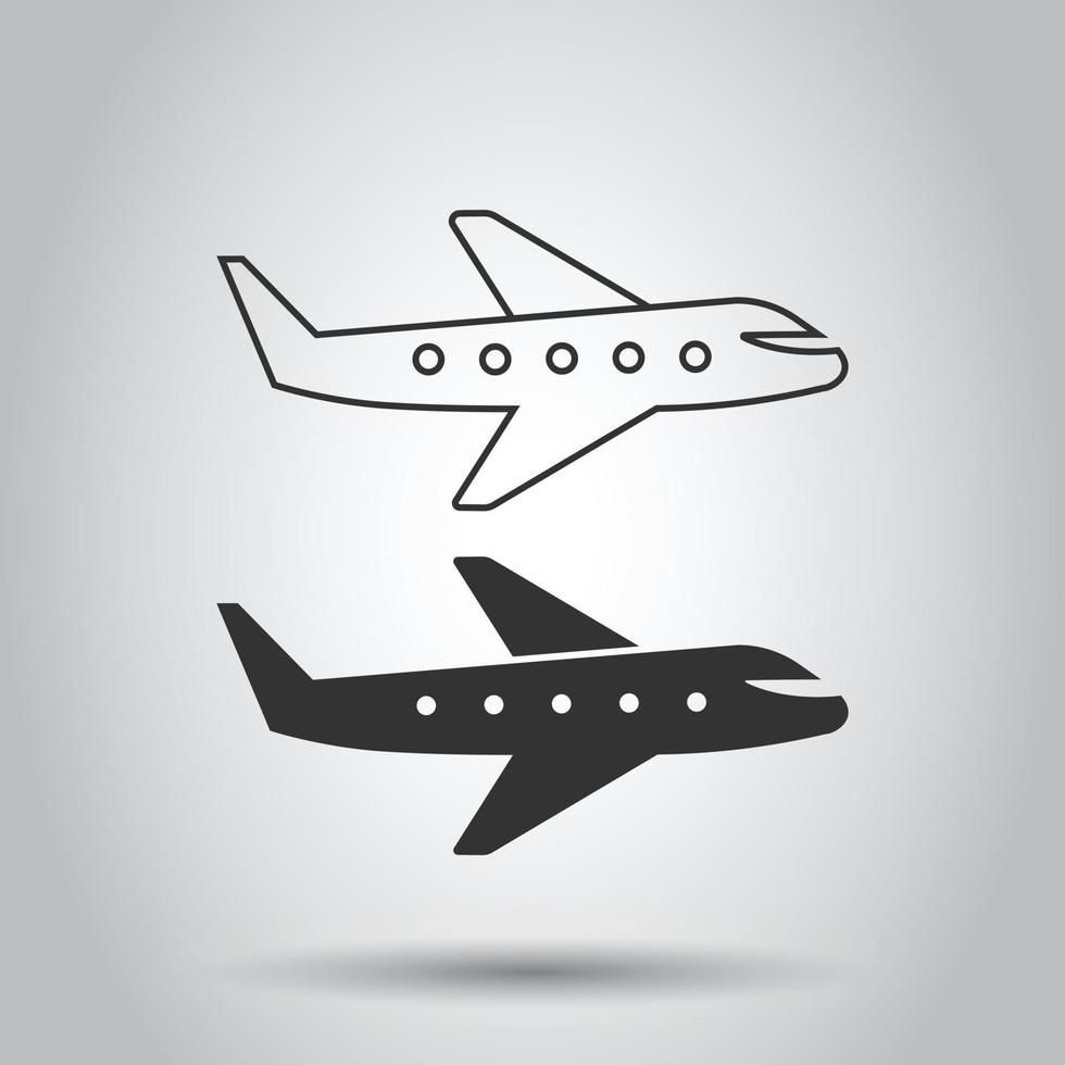 Plane icon in flat style. Airplane vector illustration on white isolated background. Flight airliner business concept.