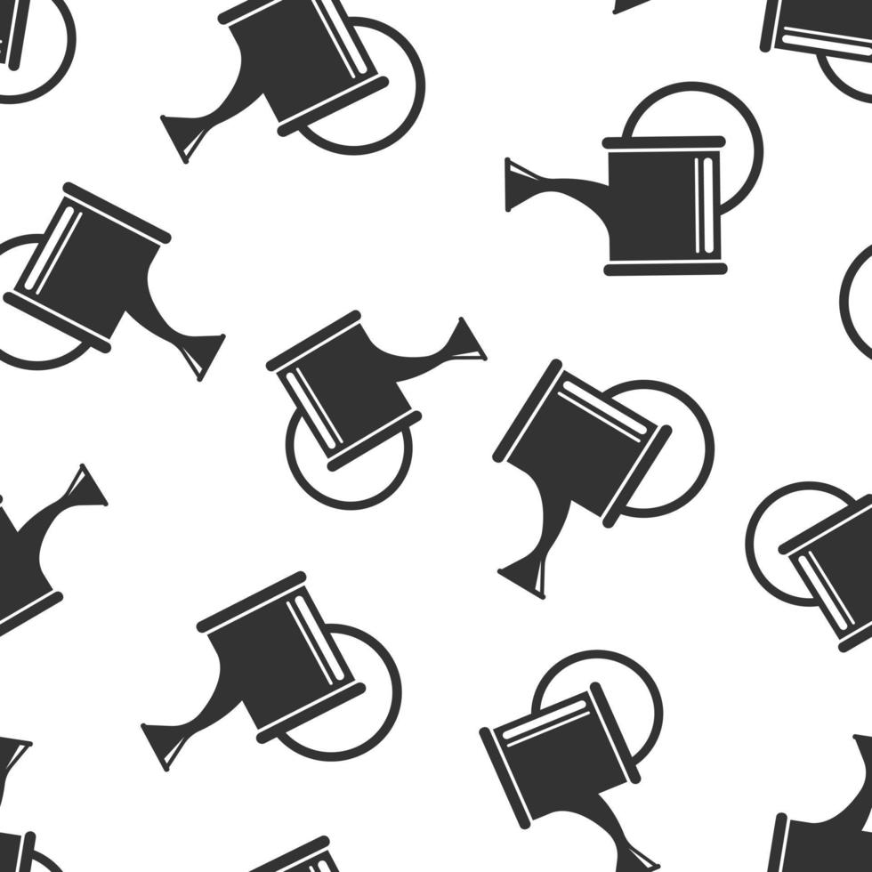 Water can icon in flat style. Irrigation garden vector illustration on white isolated background. Watering seamless pattern business concept.