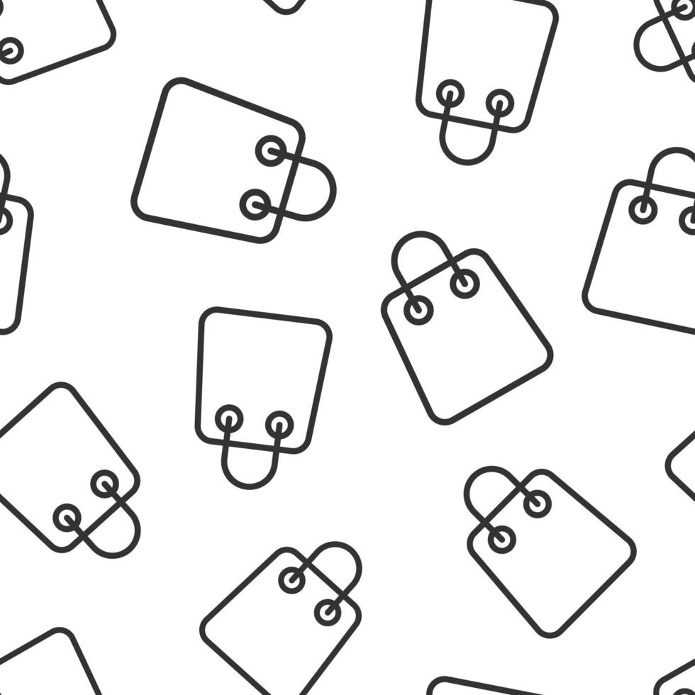 Shopping bag icon in flat style. Handbag sign vector illustration on white isolated background. Package seamless pattern business concept.