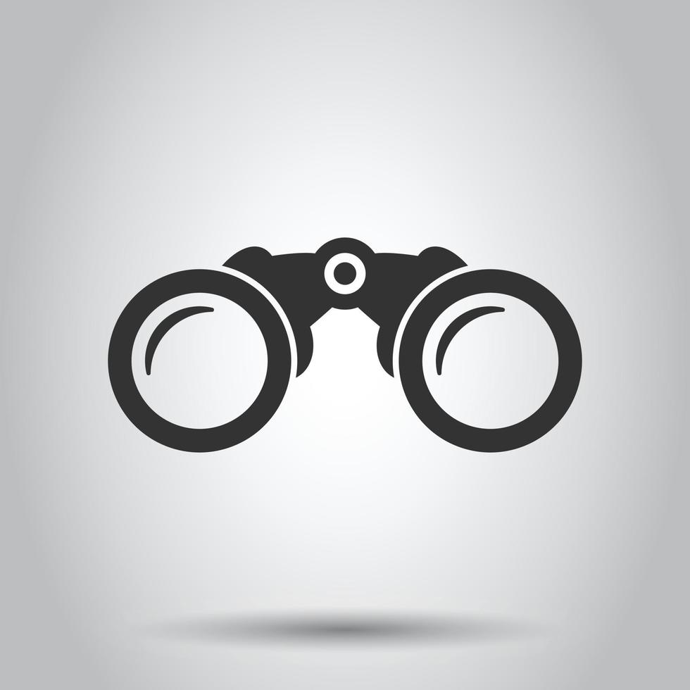 Binocular icon in flat style. Search vector illustration on white isolated background. Zoom business concept.