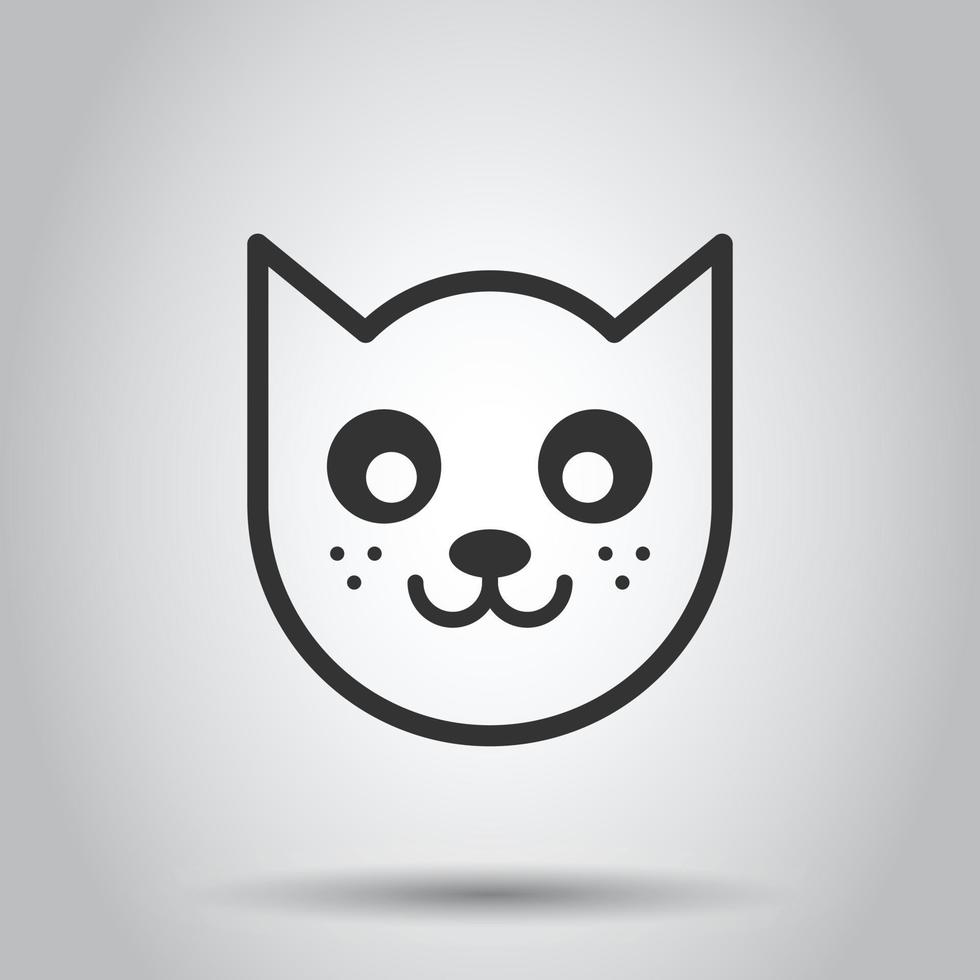 Cat head icon in flat style. Cute pet vector illustration on white isolated background. Animal business concept.