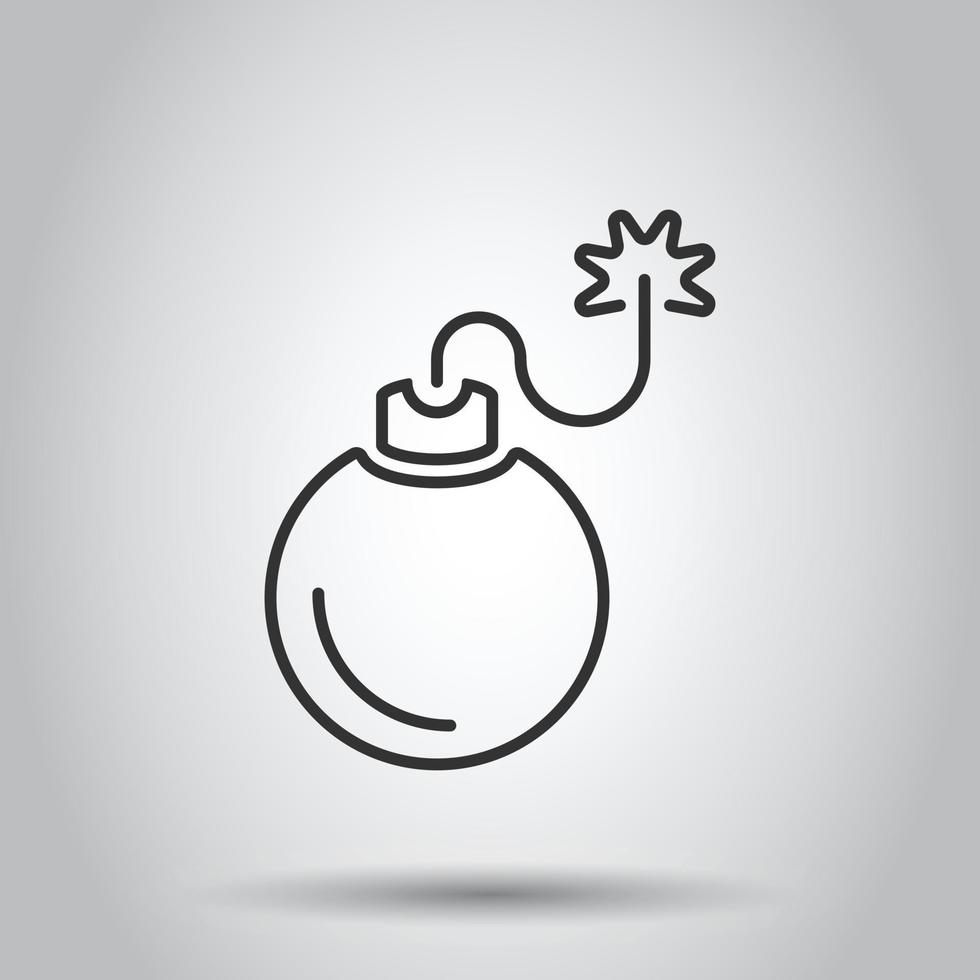 Bomb icon in flat style. Dynamite vector illustration on white isolated background. C4 tnt business concept.