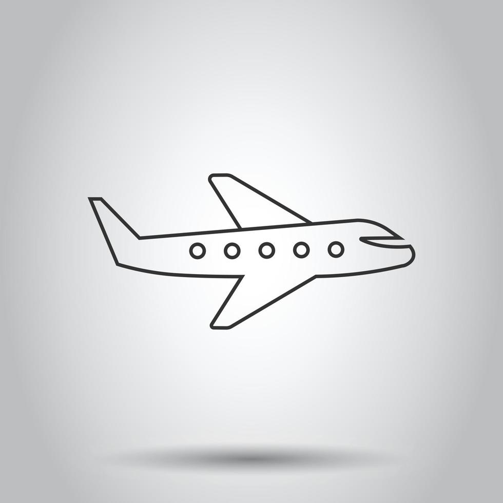 Plane icon in flat style. Airplane vector illustration on white isolated background. Flight airliner business concept.