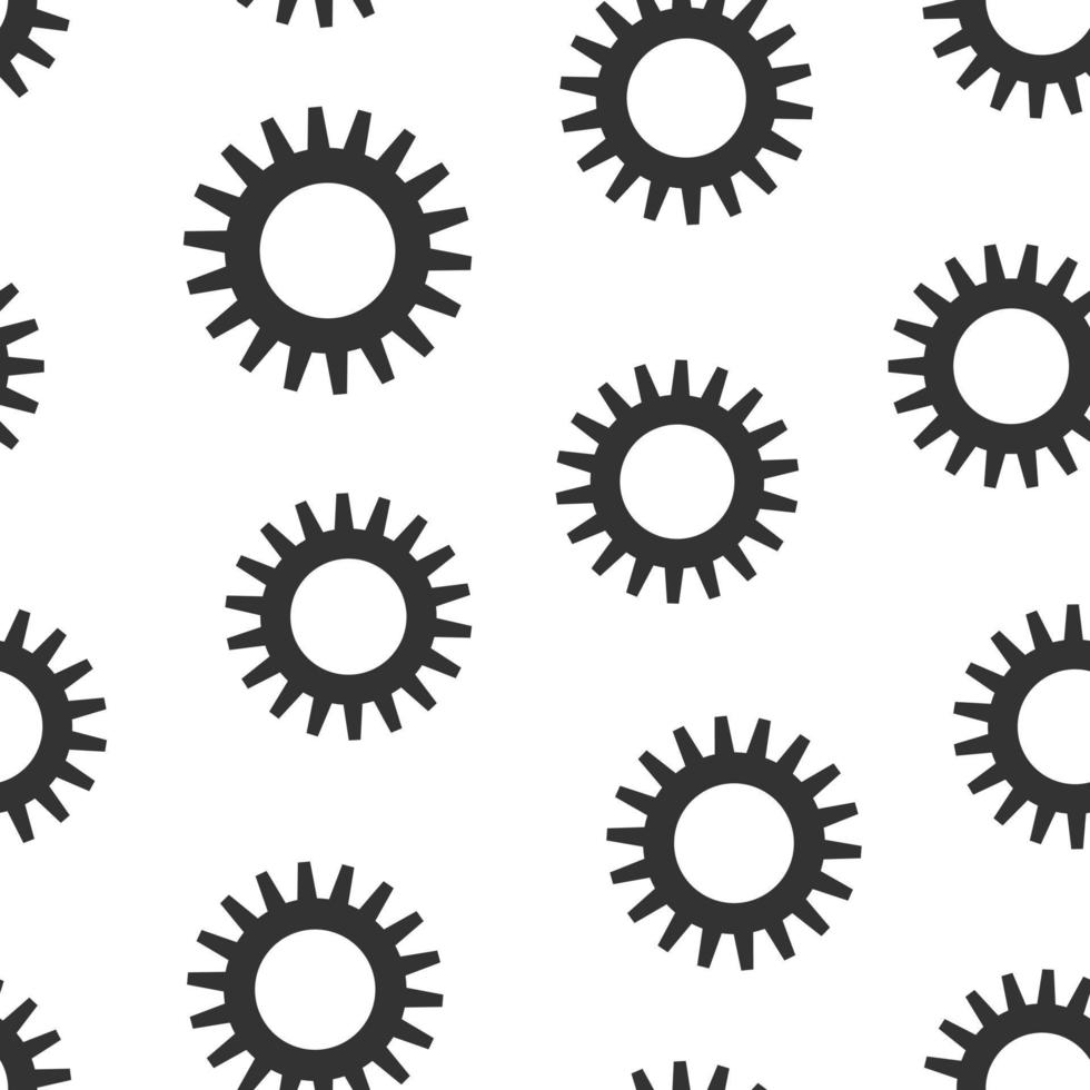 Gear vector icon in flat style. Cog wheel illustration on white isolated background. Gearwheel cogwheel seamless pattern business concept.
