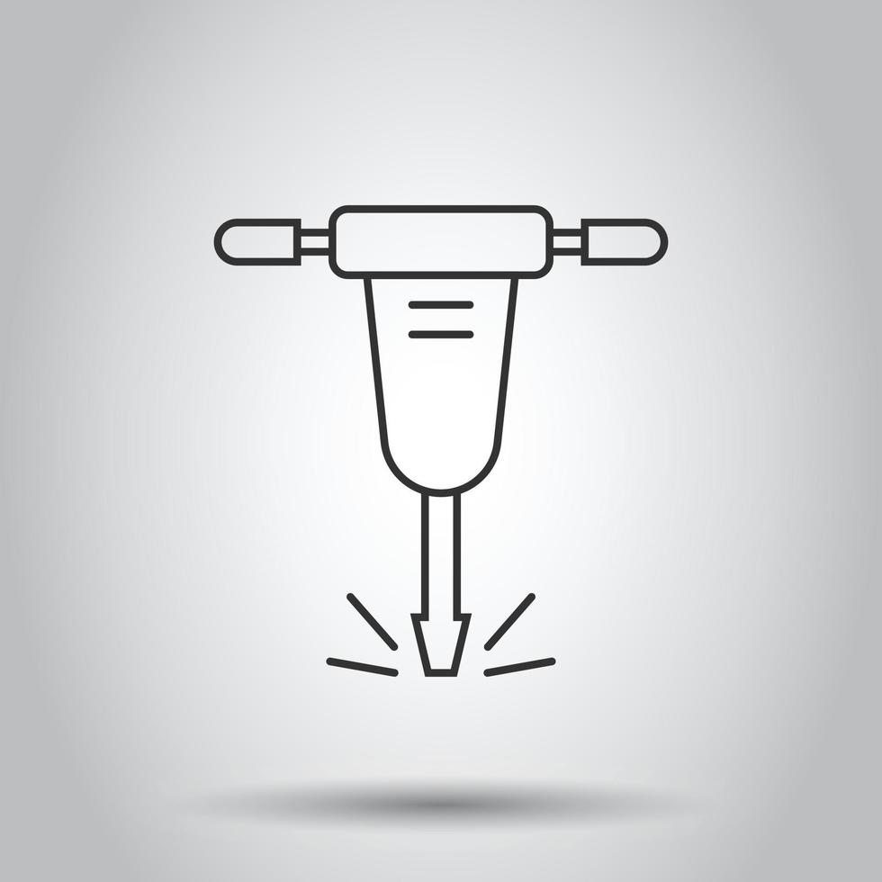 Jackhammer icon in flat style. Demolish vector illustration on white isolated background. Destroy business concept.