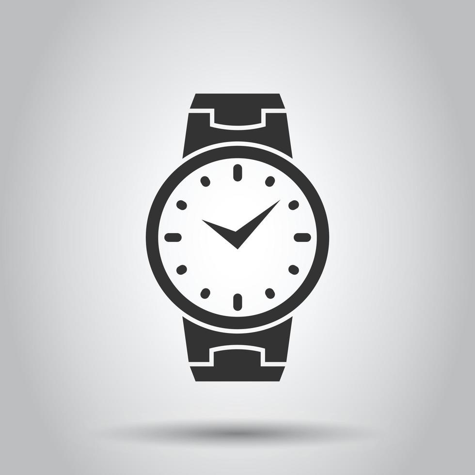 Wrist watch icon in flat style. Hand clock vector illustration on white isolated background. Time bracelet business concept.