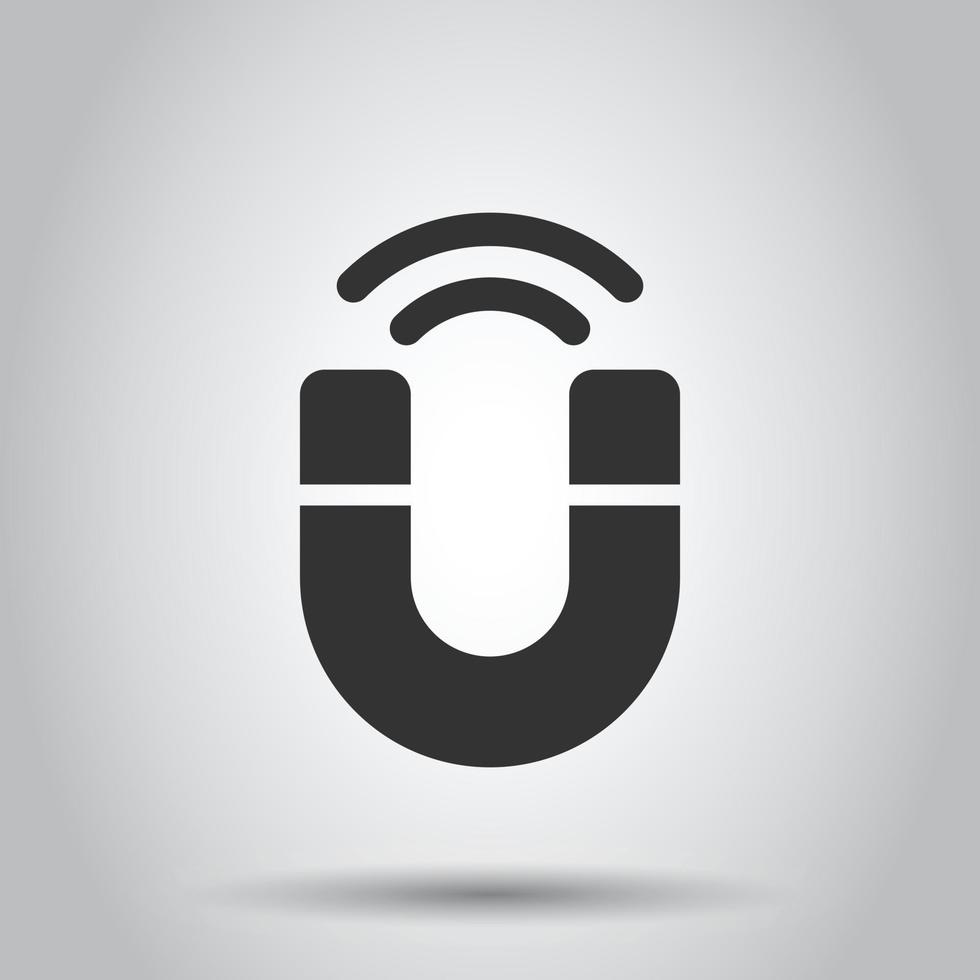 Magnet icon in flat style. Attract vector illustration on white isolated background. Electromagnetic business concept.