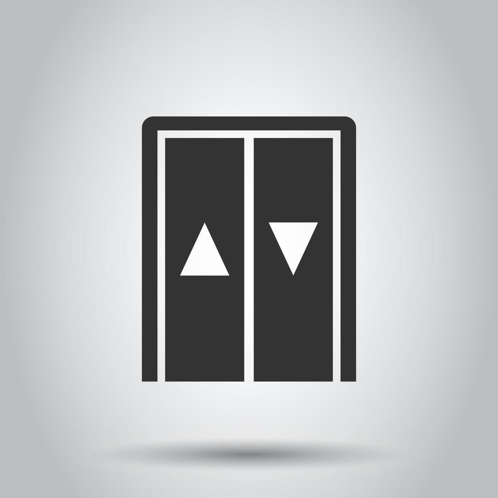 Elevator icon in flat style. Lift vector illustration on white isolated background. Passenger transportation business concept.