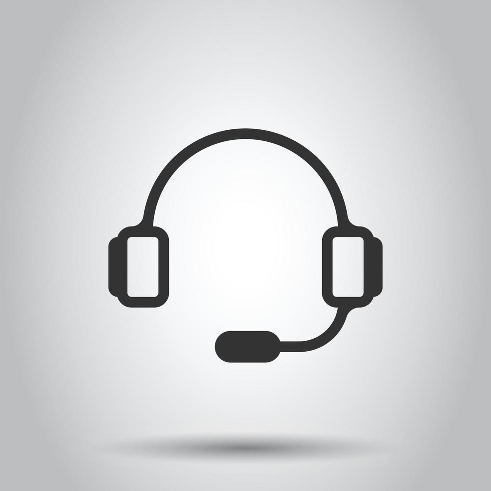 Helpdesk icon in flat style. Headphone vector illustration on white isolated background. Chat operator business concept.
