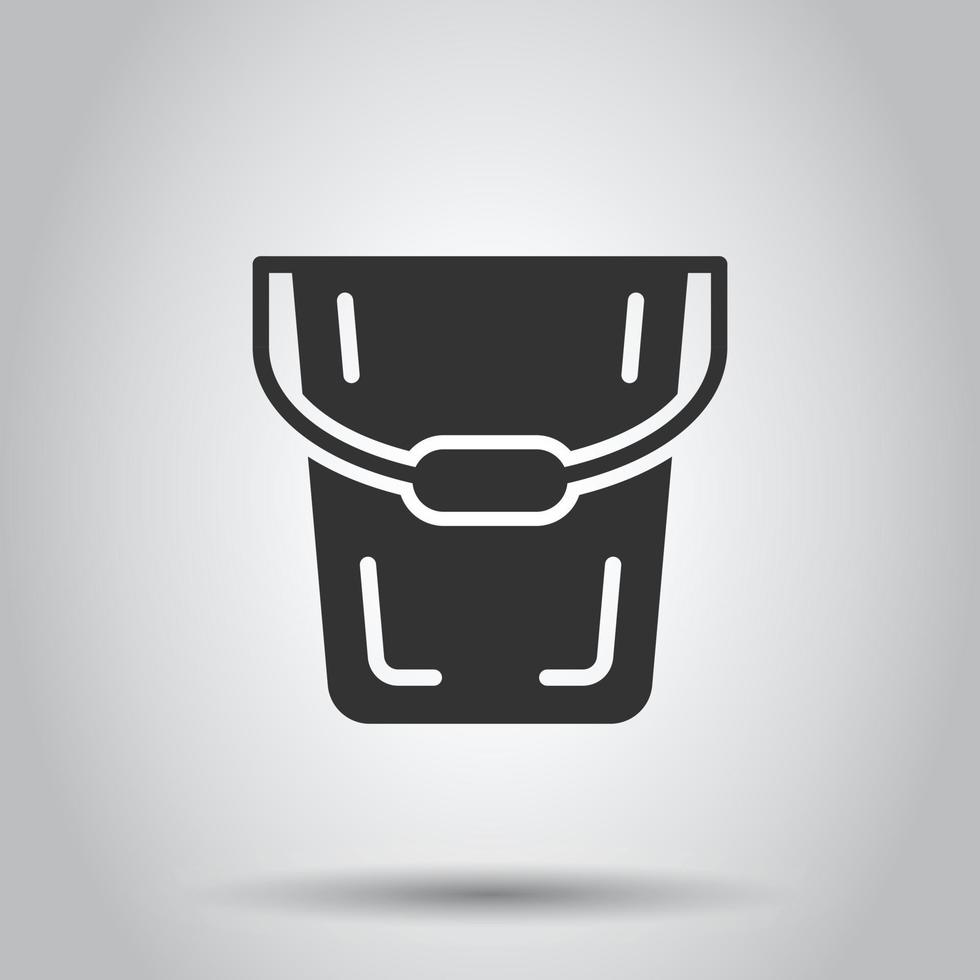 Bucket icon in flat style. Garbage pot vector illustration on white isolated background. Pail business concept.