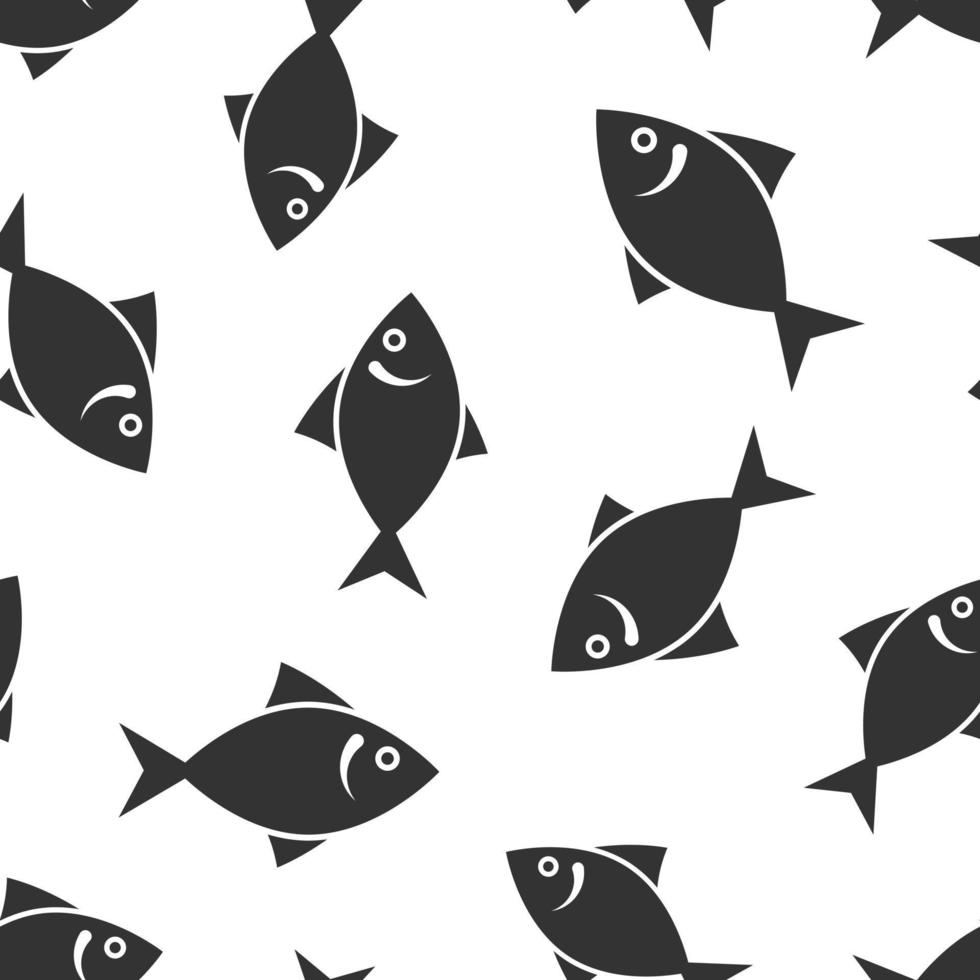 Fish icon in flat style. Seafood vector illustration on white isolated background. Sea animal seamless pattern business concept.