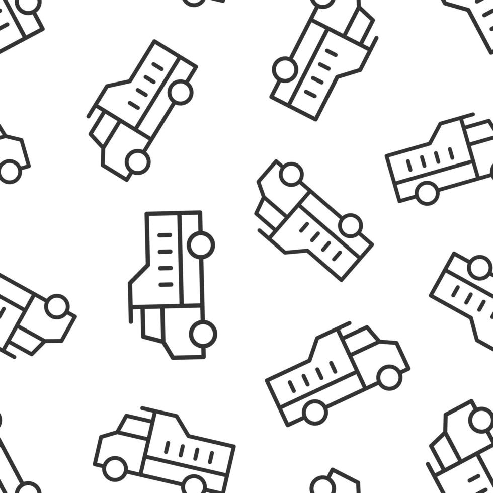 Delivery truck icon in flat style. Van vector illustration on white isolated background. Cargo car seamless pattern business concept.