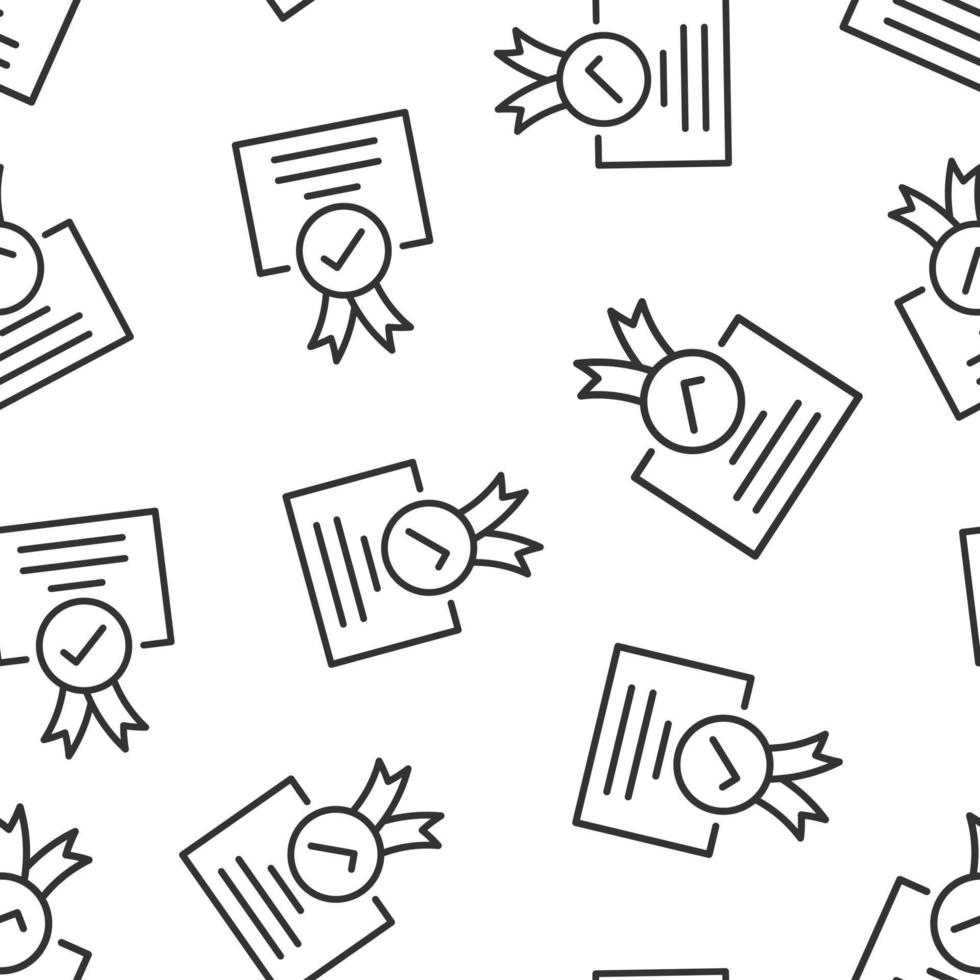 Approve certificate icon in flat style. Document check mark vector illustration on white isolated background. Approval choice seamless pattern business concept.