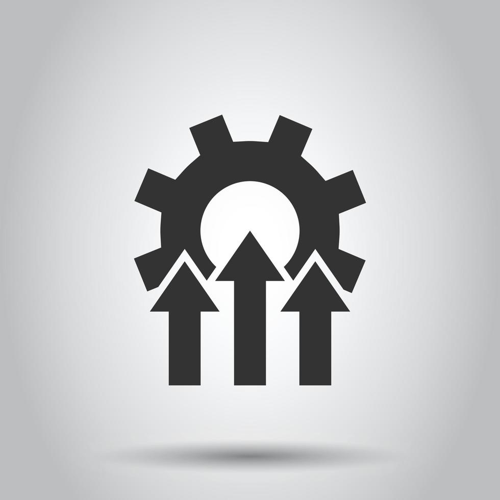 Improvement icon in flat style. Gear project vector illustration on white isolated background. Productivity business concept.