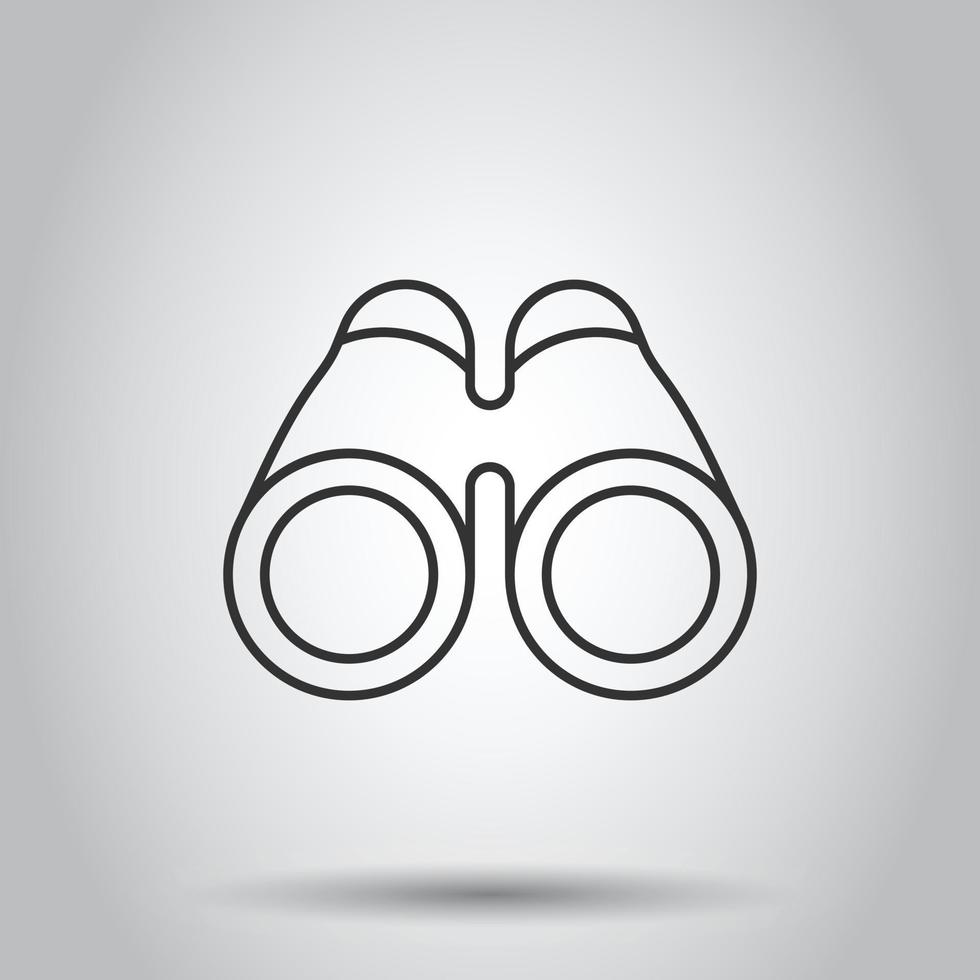 Binocular icon in flat style. Search vector illustration on white isolated background. Zoom business concept.