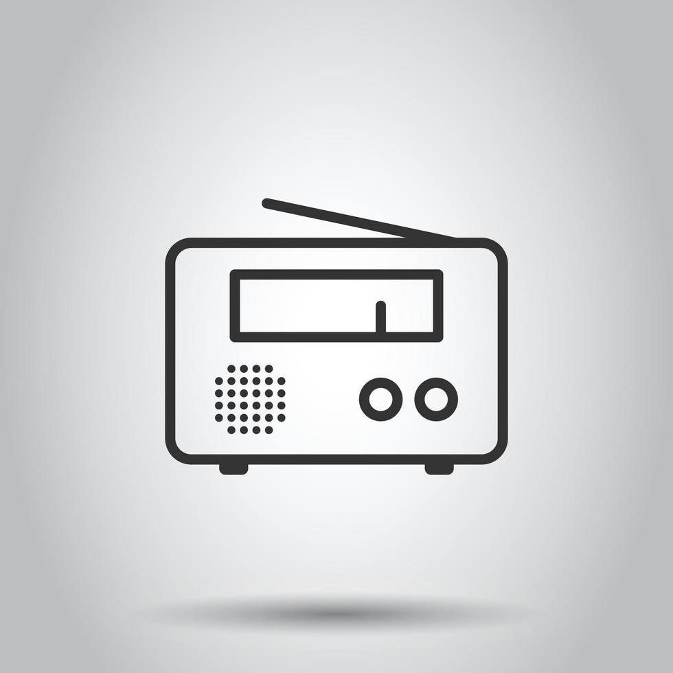 Radio icon in flat style. Fm broadcast vector illustration on white isolated background. Radiocast business concept.