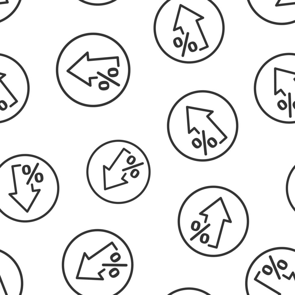 Decline arrow icon in flat style. Decrease vector illustration on white isolated background. Revenue model seamless pattern business concept.