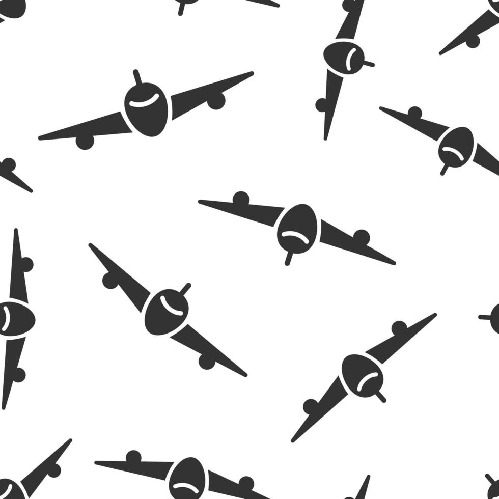 Plane icon in flat style. Airplane vector illustration on white isolated background. Flight airliner seamless pattern business concept.