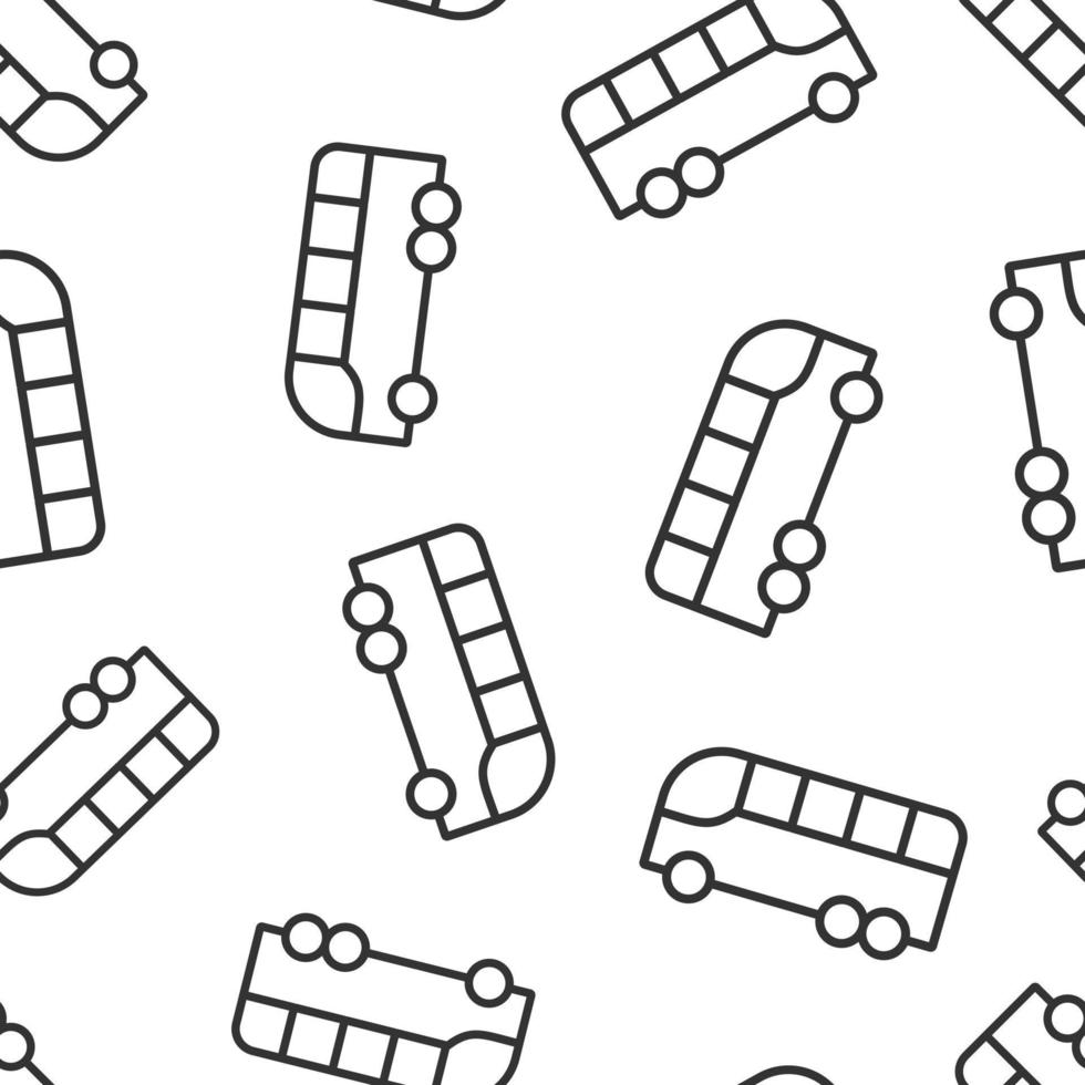 Bus icon in flat style. Coach vector illustration on white isolated background. Autobus vehicle seamless pattern business concept.