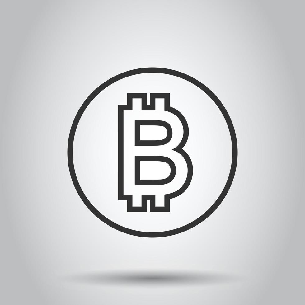 Bitcoin icon in flat style. Blockchain vector illustration on white isolated background. Cryptocurrency business concept.