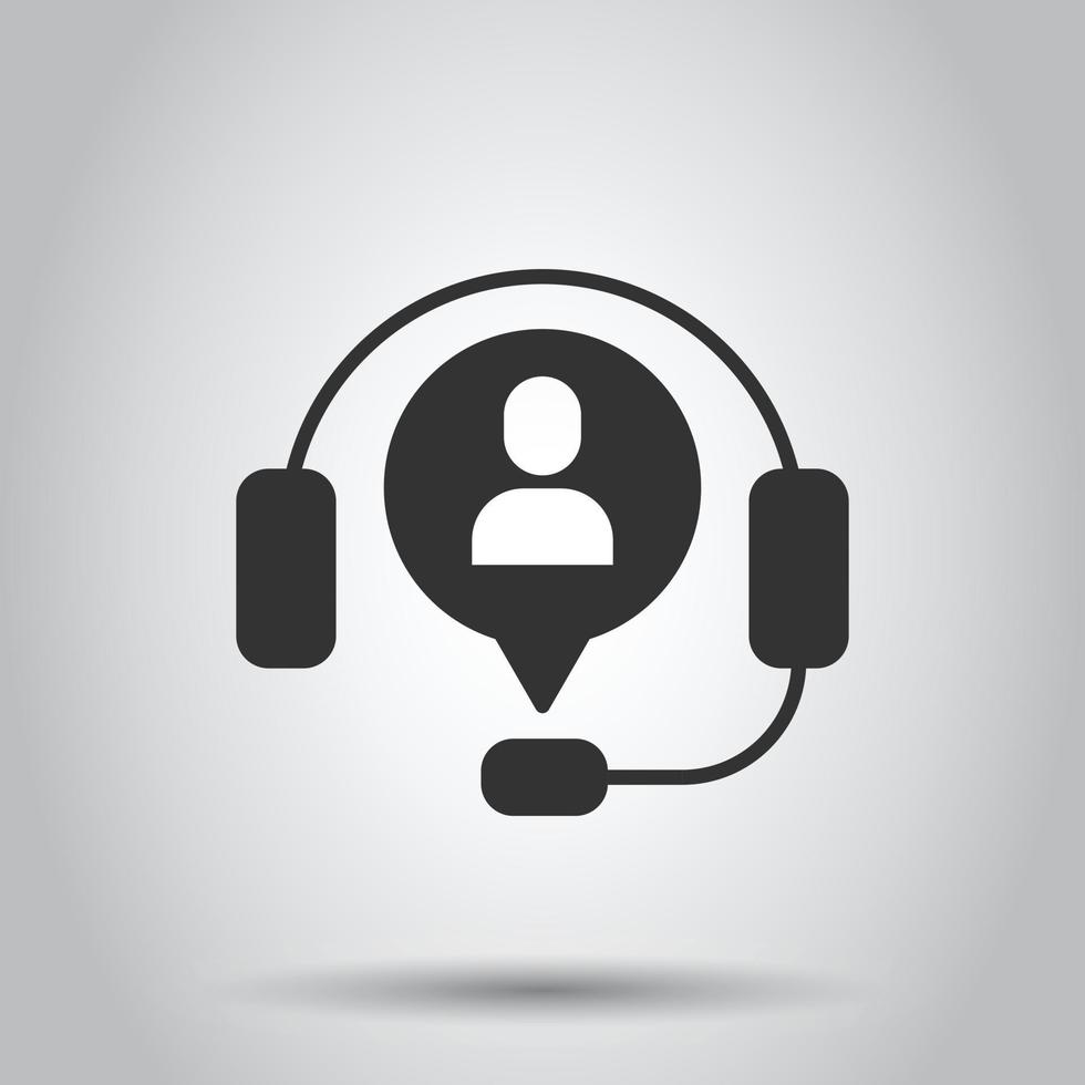 Helpdesk icon in flat style. Headphone vector illustration on white isolated background. Chat operator business concept.