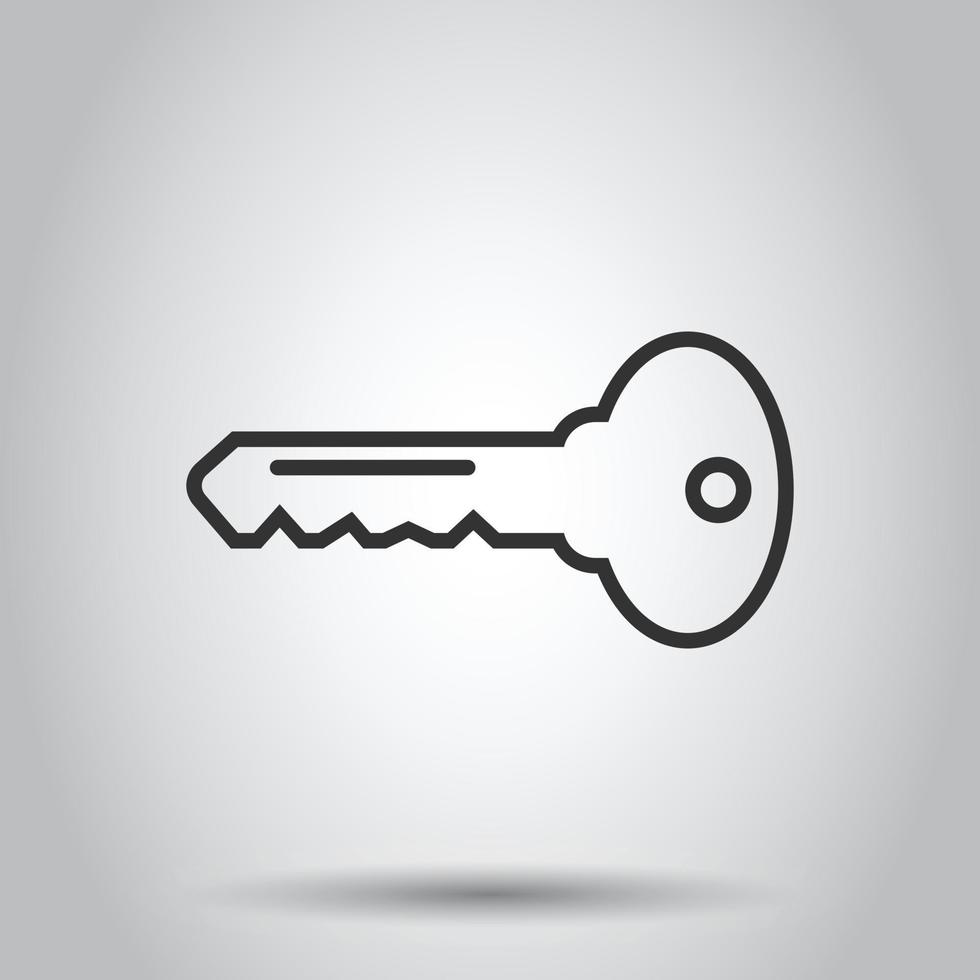 Key icon in flat style. Password vector illustration on white isolated background. Access business concept.