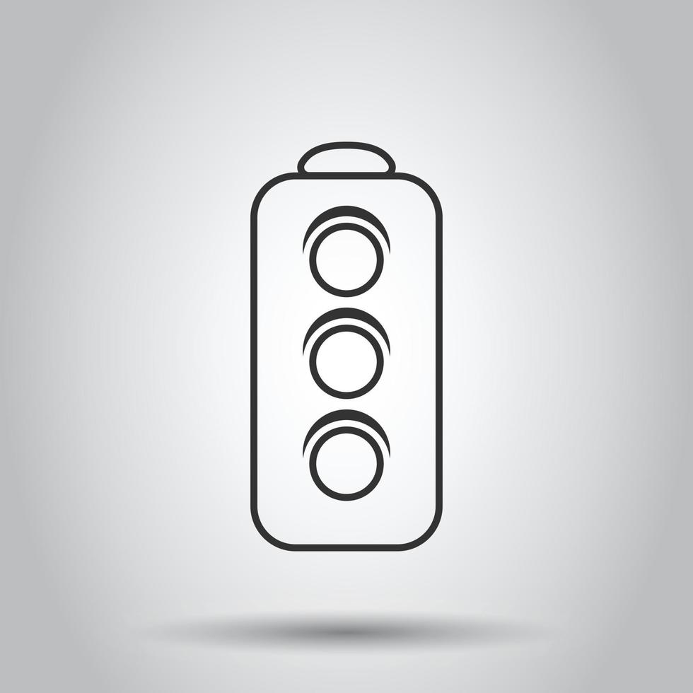 Semaphore icon in flat style. Traffic light vector illustration on white isolated background. Crossroads business concept.