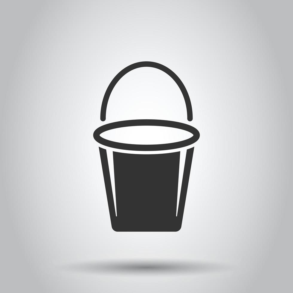 Bucket icon in flat style. Garbage pot vector illustration on white isolated background. Pail business concept.