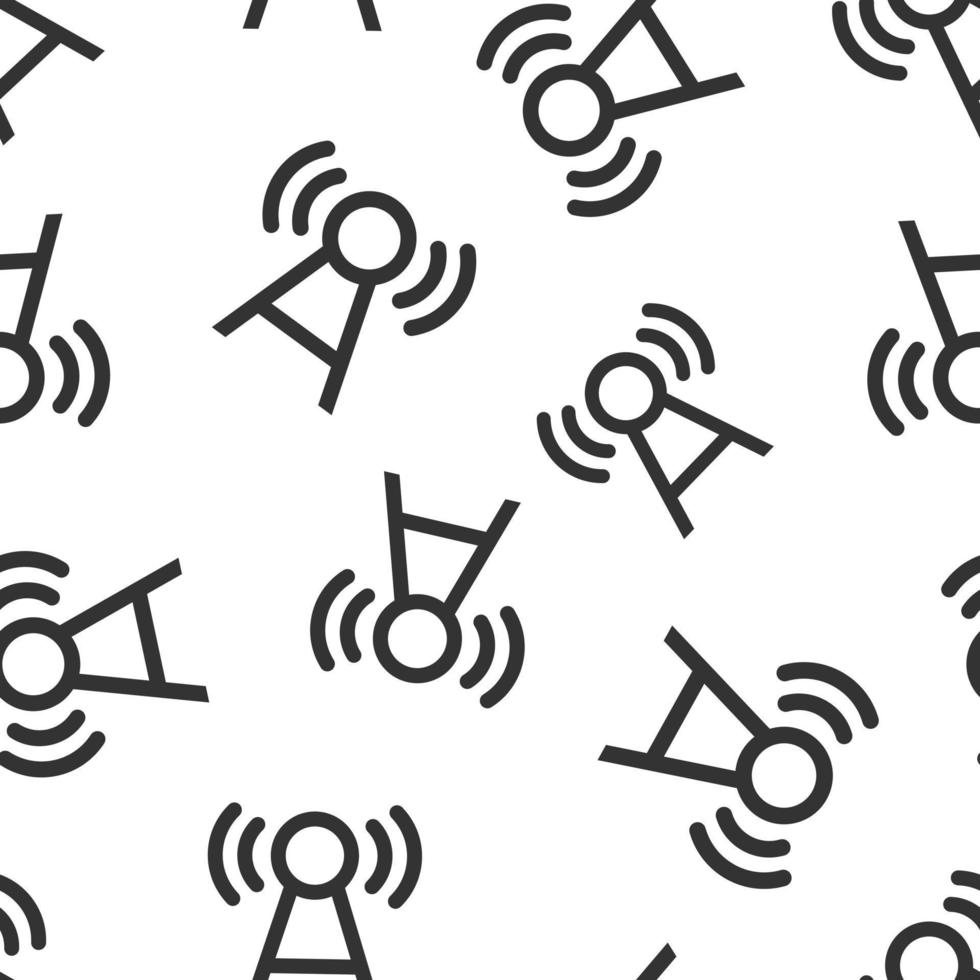 Antenna tower icon in flat style. Broadcasting vector illustration on white isolated background. Wifi seamless pattern business concept.