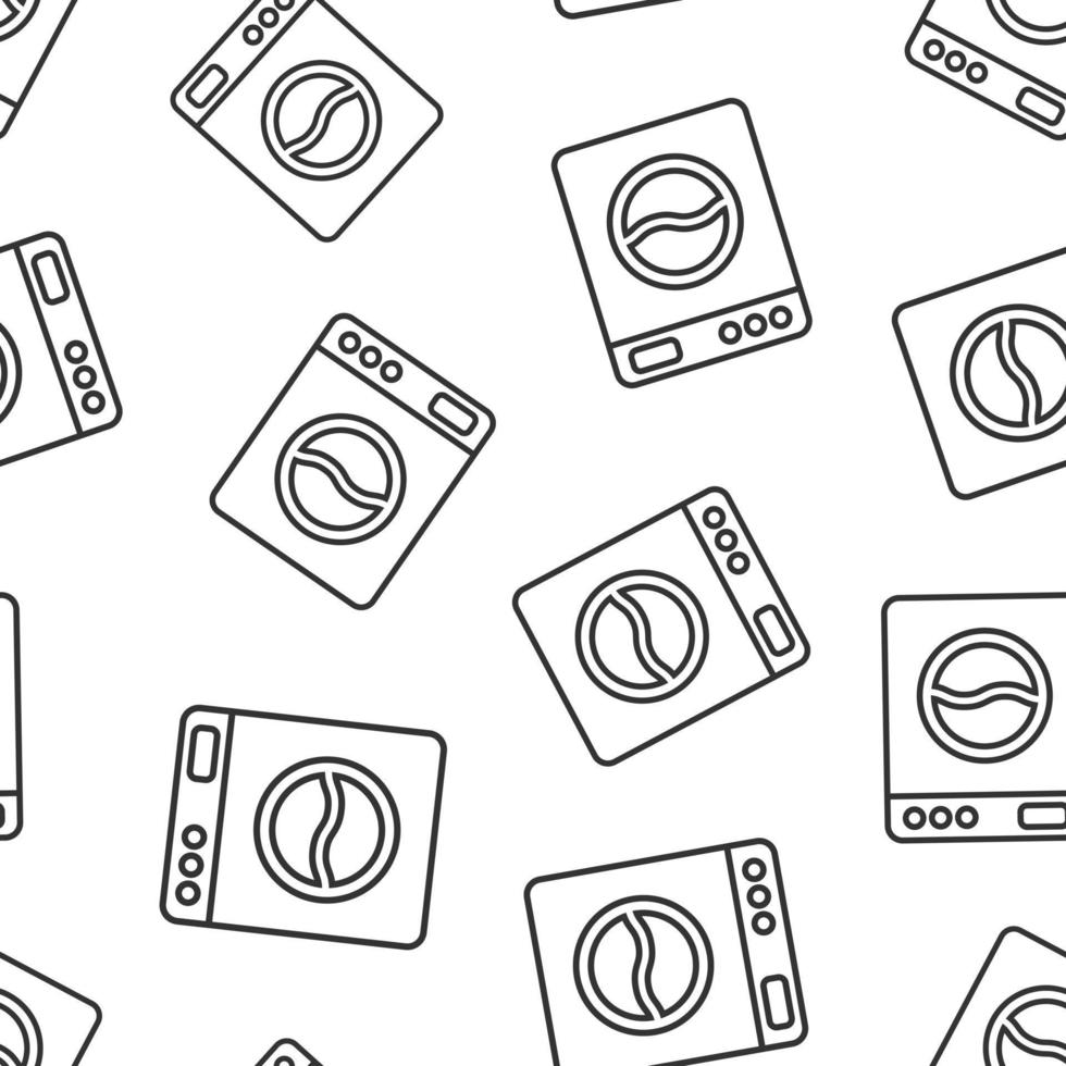 Washing machine icon in flat style. Washer vector illustration on white isolated background. Laundry seamless pattern business concept.