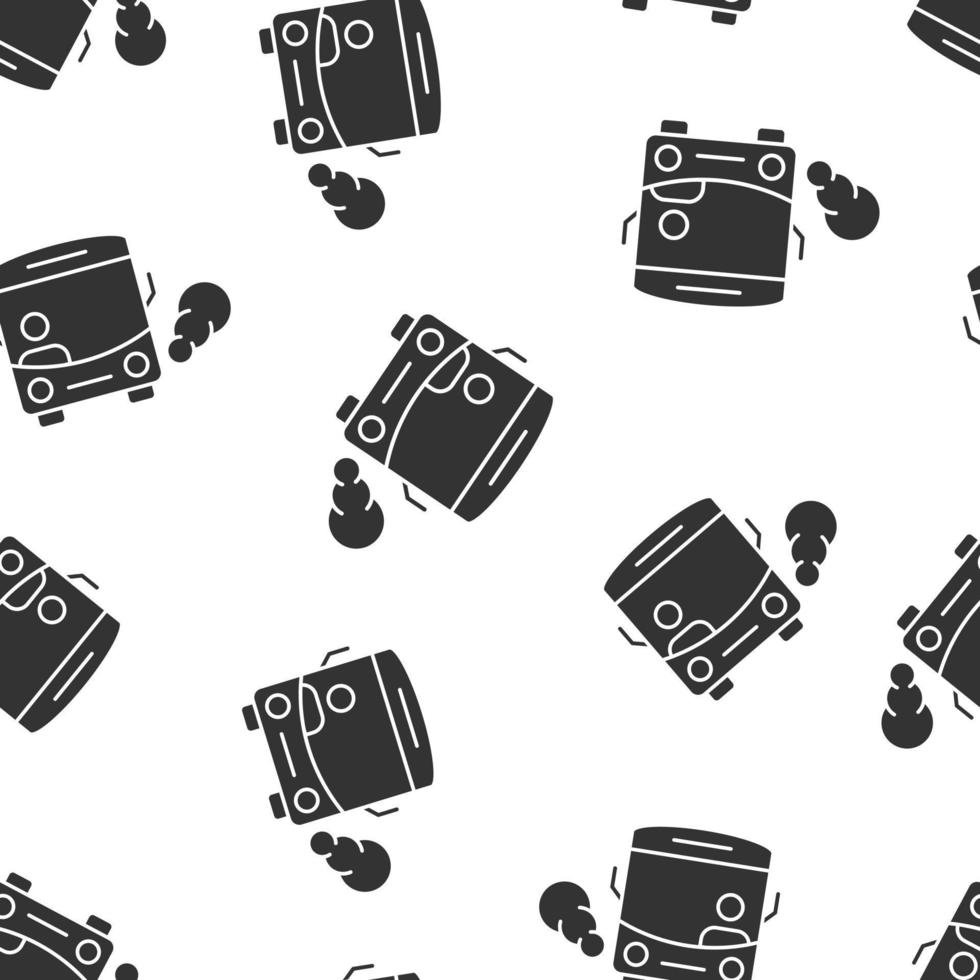 Bus icon in flat style. Coach vector illustration on white isolated background. Autobus vehicle seamless pattern business concept.