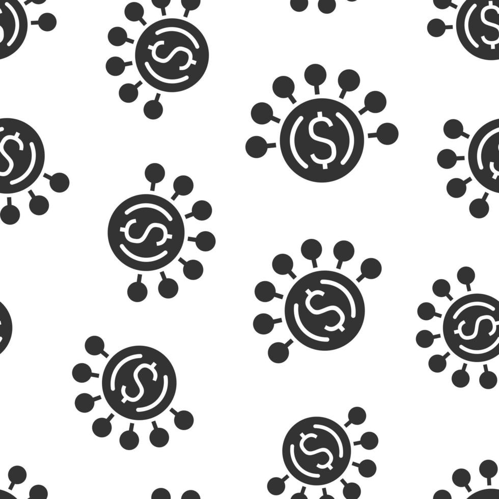 Money revenue icon in flat style. Dollar coin vector illustration on white isolated background. Finance structure seamless pattern business concept.