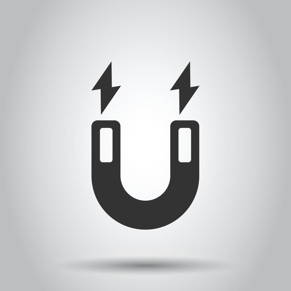 Magnet icon in flat style. Attract vector illustration on white isolated background. Electromagnetic business concept.